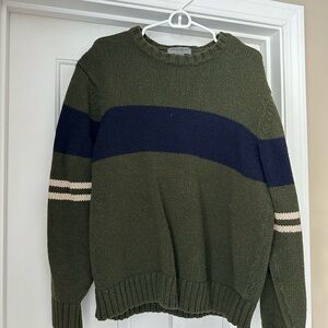 Eddie Bauer Men's Olive and Navy Crewneck Sweater